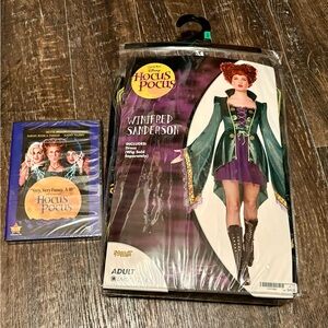 Disney Winifred Sanderson– Green, Purple & Gold Accent Dress and Hocus Pocus DVD